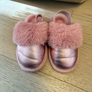 Pink Furry Toddler Slippers
